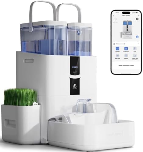 Automatic Cat Water Fountain 10L/338 oz Self Filling, Pet Drinking Fountains Dogs, Smart Bowl 5G WiFi Filtered Water Dispenser Easy Cleaning Oxygen-Rich, Wastewater Separate, No Slime, Quiet by LALAHOME