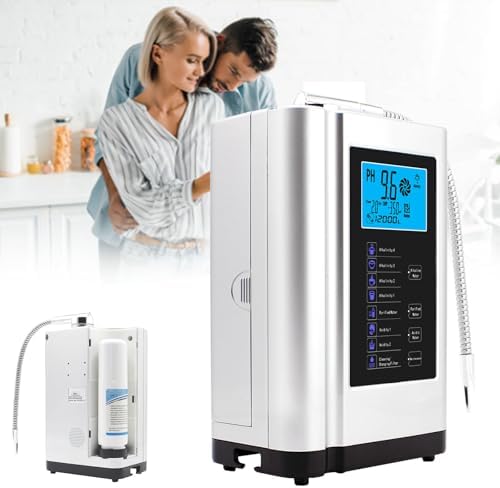 Alkaline Water Ionizer Machine - Multi-Function Water Filter, pH 3.5-10.5, 6000L Capacity, Voice Alerts, White - Enhance Hydration & Health with Clean Ionized Water by Unknown