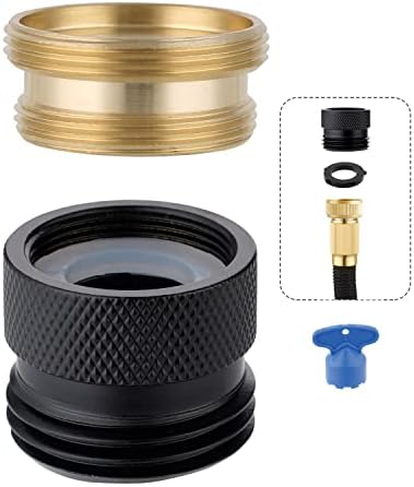 Hibbent Faucet to Garden Hose Adapter Kit, Female to Male Sink Brass Garden Hose Attachment with Washer & Aerator Key, Matte Black by Hibbent