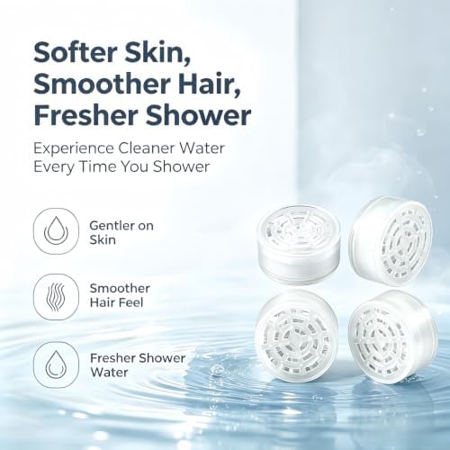4 Pack Shower Head Filter Replacement Cartridges, Hard Water Softener Shower Filter Removes Chlorine & Fluoride, Reduces Dissolved Solids & Impurities - Image 3