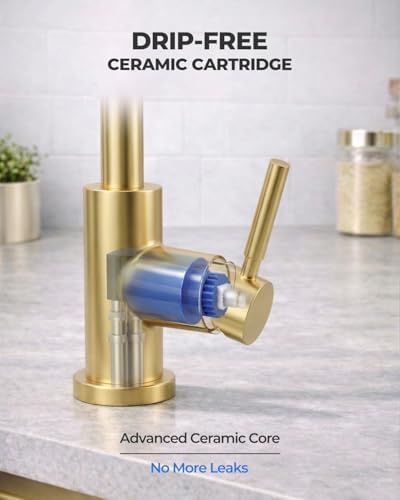 WEWE Pull-Down Kitchen Faucet, 3-Mode Sprayer, Gold, Fits Family - Image 5