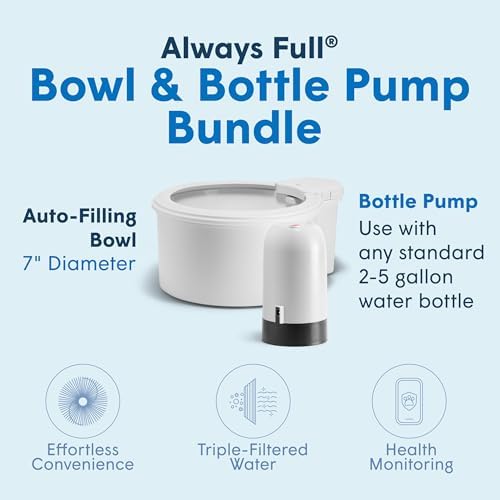 7" Self-Refilling Cat Water Bowl & Bottle Pump Bundle - Image 2