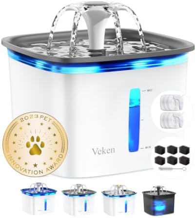 Veken Innovation Award Winner 95oz/2.8L Cat Water Fountain, C1 Classic by Veken