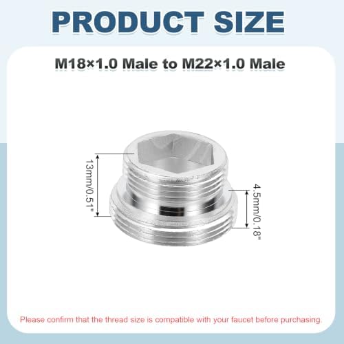 uxcell Faucet Aerator Adapter,M18 Male to M22 Male Brass Faucet Adapter - Image 2