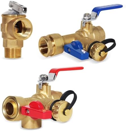FOGATTI 3/4 Inch IPS Isolator Tankless Water Heater Industry Leading Service Valve Kit with Pressure Relief Valve, Upgraded Clean Brass Construction by FOGATTI