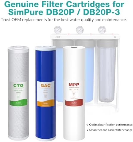SimPure 3-Stage 20" x 4.5" Whole House Water Filter Replacement - Image 2