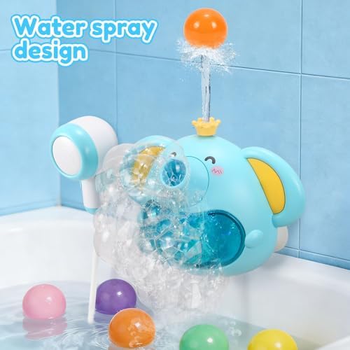 Bath Toys Light Up Elephant Baby Bubble Bath Toys 2 in 1Bath Bubble Machine with Baby Bath Shower Head for Kids Ages 1-3 4-8 Bath Bubble Maker with Colourful Light - Image 3