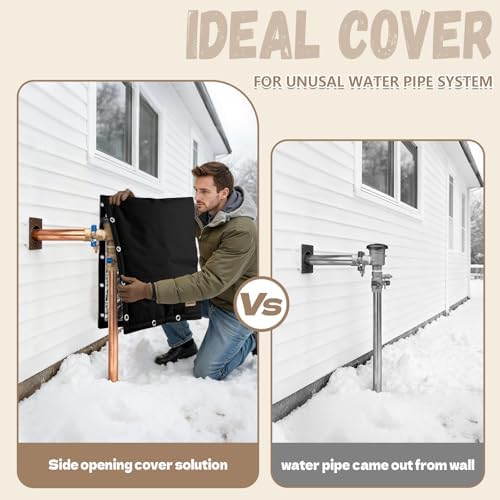 Backflow Preventer Insulation Cover - 2 Way Opening Pipe Insulation Cover for Irrigation Valve, Sprinkler Cover for Outside - Winter Freeze Protection Backflow Cover - 36" W x 24" H, Black - Image 3