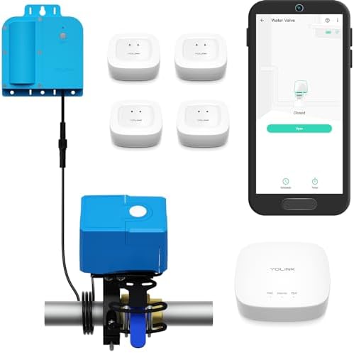 YoLink X3 Version Smart Water Leak Protection Kit: X3 Valve Controller, Bulldog, (4) Leak Sensors & Hub by YoLink