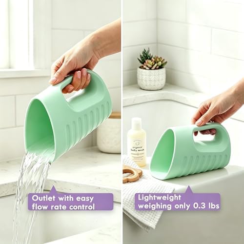 Babylush Baby Bath Rinse Cup & Rinser – 1000ml Soft EVA, 0.3lb Lightweight, BPA-Free Bath Water Pourer, Baby Bath Pitcher, Shower Cup for Kids (Green) - Image 5