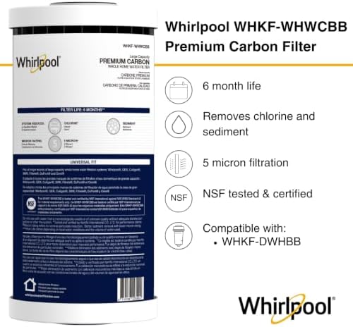Whirlpool 10" x 4.5" Premium CTO Carbon Water Filter WHKF-WHWCBB, NSF Certified 5 Micron Reduces Chlorine, Taste & Odor, Dual Layered Pleated Sediment and Carbon Wrap, Pack of 3 - Image 3