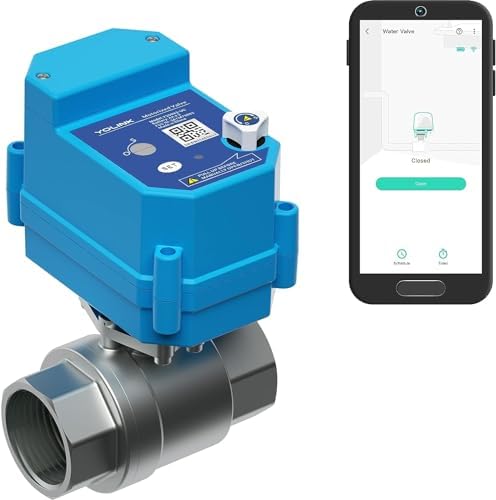 YoLink 1/2" Commercial Grade Smart Motorized Stainless Steel Ball Valve LoRa Wireless Up to 2,034 Feet Open Air Range Battery-Powered, IFTTT, Alexa, Home Assistant by YoLink