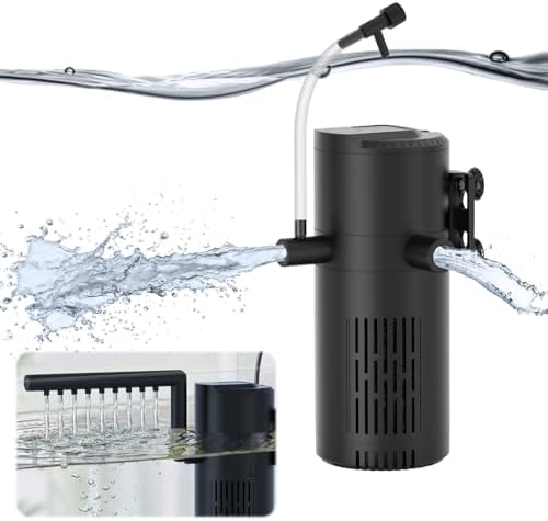 Aquarium Filter for 10-20 Gallon Tanks, Internal Fish Tank Filter, Submersible Turtle Tank Filter, with Aeration/Rainfall Modes and Dual Water Outlet by Devopet