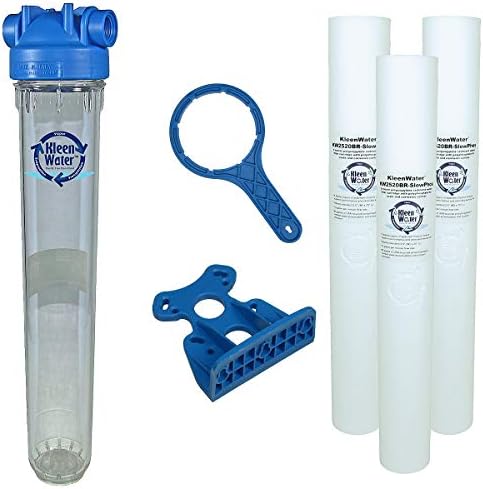 Tankless Water Heater Filter, KleenWater KW2520SCALEX-3 Tankless Hot Water Filter System, Polyphosphate Filter for Scale Prevention by KleenWater