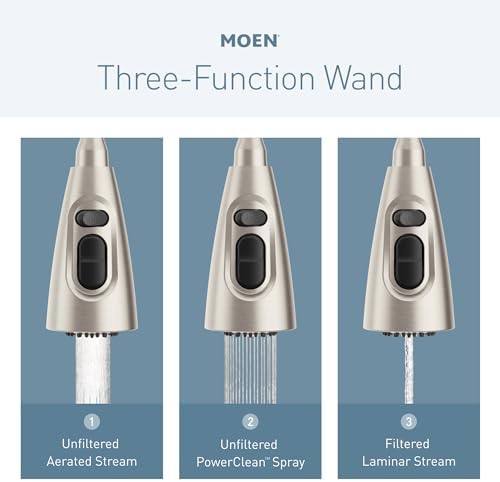 Moen Align Spot Resist Stainless 3-In-1 Water Filtration Pre-Rinse Spring Pull Down Kitchen Faucet, Water Filter for Sink Faucet Sold Separately, F5923SRS - Image 6