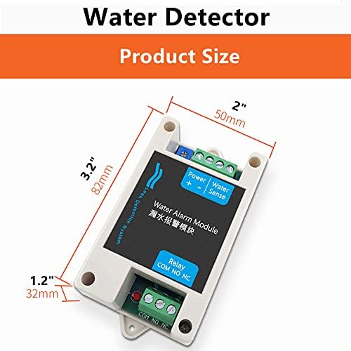 12V DC Wired Water Detectors Water Leak Alarm Module Leakage Flood Sensor with 10A NC NO Relay Output Control, Turns Off Flood Source (White) - Image 3