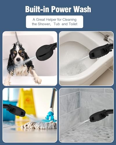 Filtered Shower Head with Handheld Matte Black, BOWGER 6 Modes High Pressure Shower Heads with Power Wash Mode and Hard Water Filter, Detachable Hand Held Showerhead Set with Extra Long Hose - Image 5