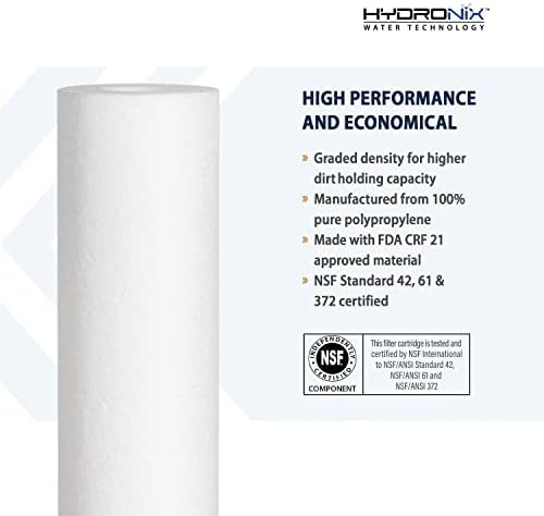 Hydronix SDC-25-1005 Whole House RO Reverse Osmosis Sediment Water Filter Cartridge 2.5" x 10" - 5 micron - Image 2