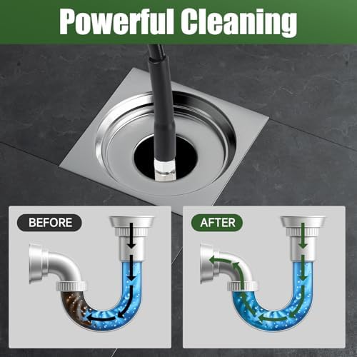 Sewer Jetter Kit for Pressure Washer, 50FT Drain Cleaning Hose with Corner Rotating and Button Nose Nozzles, 1/4" NPT Sewer Jet Nozzle Set with Spanner, Tape, Pins, 5800 PSI - Image 7