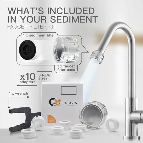 Kitchen and Bathroom Faucet Filter Kit - Sink Faucet Filter with Carbon and Sediment Options - 10 Adapters, Color Change Indicator, 1 Pull-Out Adapter and Wrench Included - Image 2