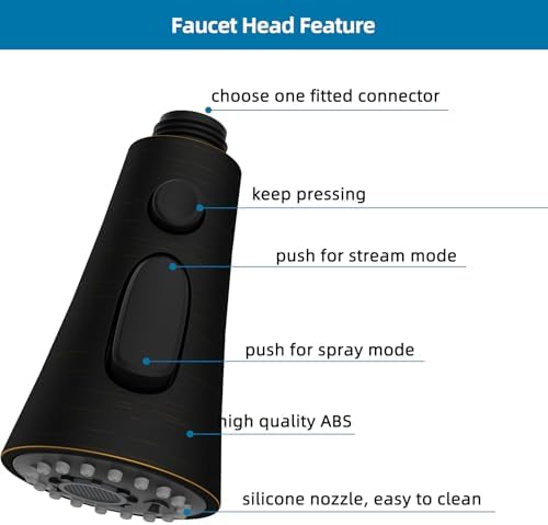 Universal Kitchen Faucet Head, 3 Modes, 15 Adapter Kit, Oil Rubbed Bronze - Image 5