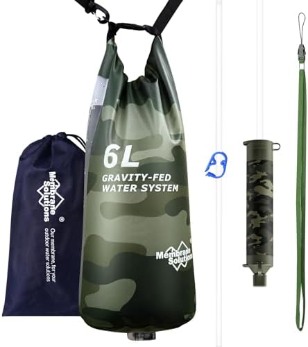 Membrane Solutions 6L Camo Gravity Water Filter Pro for Camping by MembraneSolutions