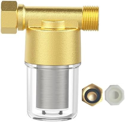 FA20 Brass Sediment Filter, Reusable Washer Water Filters, Traps Sand, Rust, 40 Micron Inline Water Filters for Washing Machines, Shower, Well by Unknown