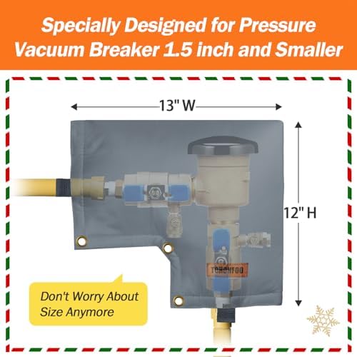 Backflow Preventer Insulation Cover for Vacuum Breaker, 13" W x 12" H, Grey - Image 2