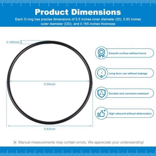 151122 Water Filters O-Rings for Pentek Big Blue Water Filter Housings, Fit for Pentek #10 & #20 Big Blue, APEC HBB-10/HBB-20 (5.5" ID x 5.83" OD x 0.165" Thick) - 3 Pack - Image 2