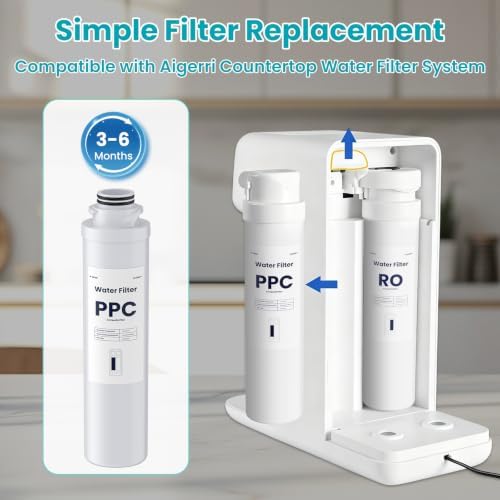 PPC Water Filter Replacement Cartridges, Compatible with Aigerri Countertop Water Filter System, 2-Pack Composite Filter, Reduces Chlorine, Taste & Odor, Twist-Lock - Image 4