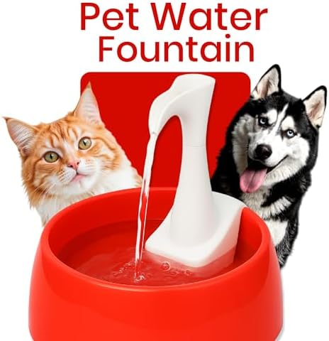 Aqua First Pet Water Fountain - Automatic Drinking Bowl for Cats and Dogs - Light and Portable - Replaceable Filters - Ergonomic Design - 1.2L/42 fl oz - Red - Image 4