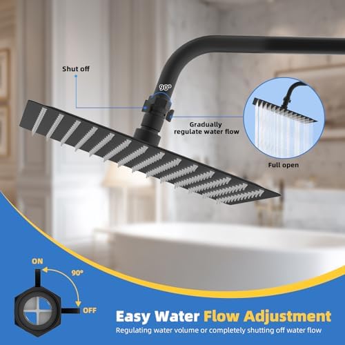 Hibbent All Metal 2 Pack Shower Head Flow Control Valve, G1/2 Brass Shut-off Valve with Metal Handle Lever, Shut OFF Water Flow Control Regulator for Handheld Shower, or Bidet Sprayer, Matte Black - Image 7