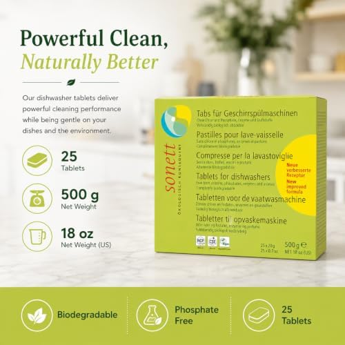 Sonett Dishwasher Cleaning Tablets, Deep Clean Fresh Scent - 18 oz (5 Pack) - Image 2