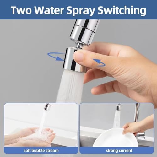 Kitchen Faucet Aerator 360° Swivel Anti-Splash Dual-Flow Chrome - Image 4