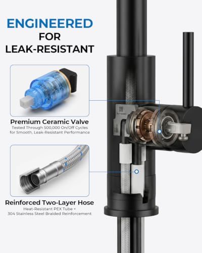 Kitchen Faucet with Glass Rinser, Pull Down Sparyer, 3 Water Modes - Image 2