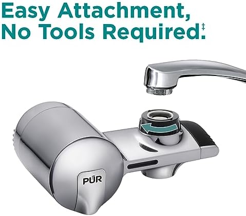 PUR PLUS Horizontal Faucet Mount Water Filtration System with 3-in-1 Lead Reducing Filter for Great-Tasting Filtered Tap Water, Lasts 100 Gallons, Fits Most Kitchen or Bathroom Faucets, Chrome - Image 5