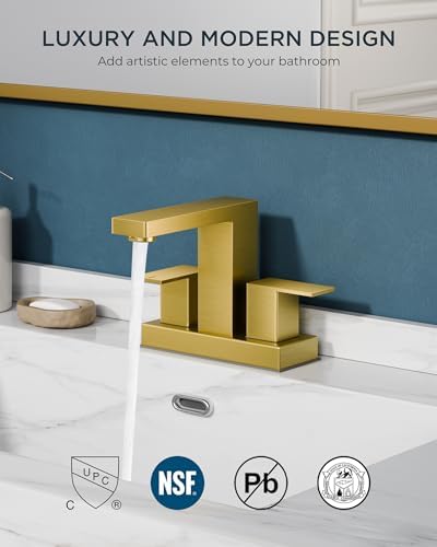 FORIOUS Gold Bathroom Faucet Centerset 4 Inch, Gold Vanity Faucet Remodel - Image 2