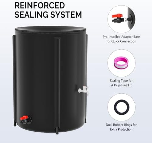 Outvita 132 Gallon Collapsible Rain Barrel, Garden Water Storage Tank, Portable Folding Rainwater Collector, Water Catcher with Filter Overflow Kit Faucet Black - Image 3