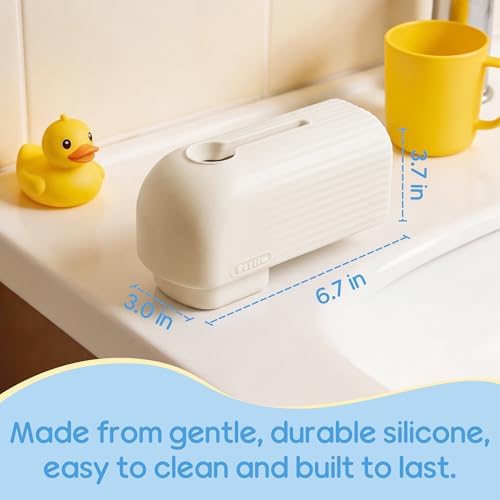 Roslim Faucet Cover Bathtub for Baby, Silicone Tub Spout Cover, Faucet Protector for Kids, Bath Spout Guard for Baby, Toddler Faucet Cover, Water Spout Cover for Child Safety, Universal Fit, Ivory - Image 3