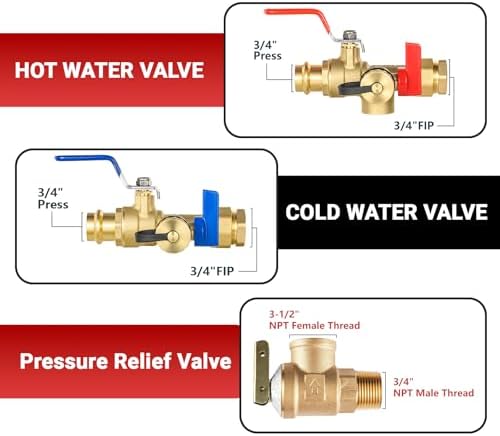 3/4" EFIELD IPS Isolator Tankless Water Heater Service Valve Kit - Image 3