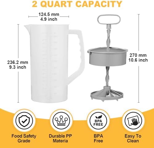 Mixing Pitcher for Drinks, 2 Quart/ 64oz Plastic Water Pitcher with Lid, Angled Plastic Blades and Adjustable Mixer Plunger for Juice, Powdered Milk, Beverage Container (One) - Image 2