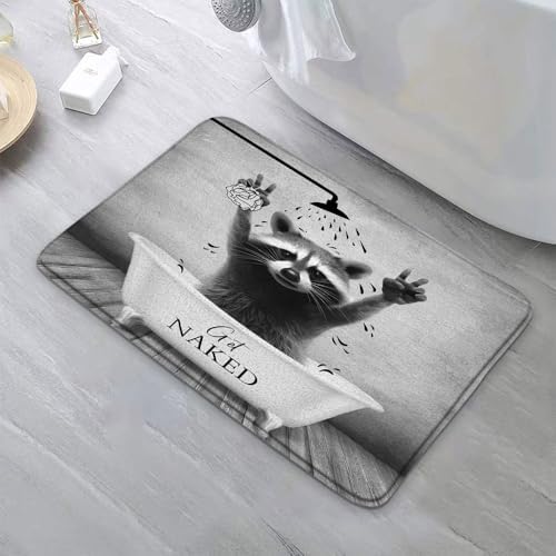 Lovely Raccoon Bath Mat Cute Animal in Bathtub Bubble Shower Head Get Naked Rustic Wooden Board Farmhouse Bathroom Rug Microfiber Memory Foam Shower Mat Kitchen Bath Floor Rugs, 20x31 Inch - Image 2