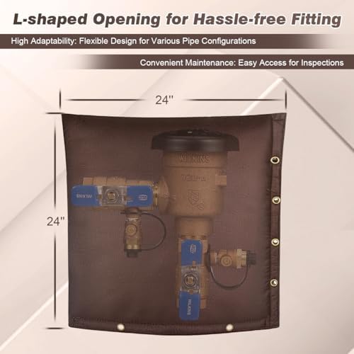 Backflow Preventer Insulation Cover - Winter Freeze Protection for Outdoor Pipes, Irrigation & Sprinkler Valves, 24''W x 24''H (Brown) - Image 2
