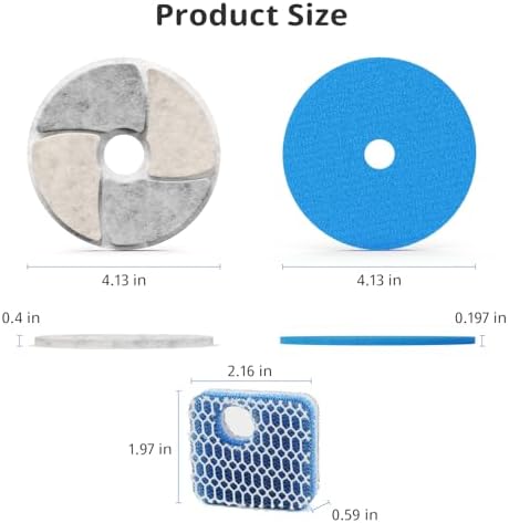 Cat Pet Water Fountain Filters, 10 Pack Replacement Filters Fit for Square 2.2L/73oz Automatic Pet Fountain, Diameter 4.1 Inch Filter with Triple Filtration System (10+10+10) - Image 5