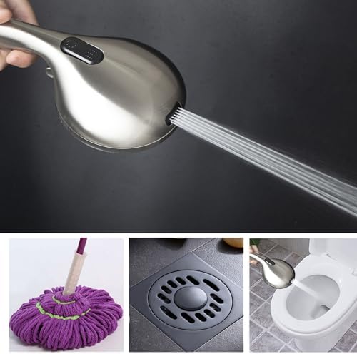XMJAS-TURN High Pressure 10-mode Handheld Shower Head - Anti-clog Nozzles,Built-in Power Wash to Clean Tub, Tile & Pets,Extra Long 5 ft.Stainless Steel Hose, Copper interface shower holder - Image 7