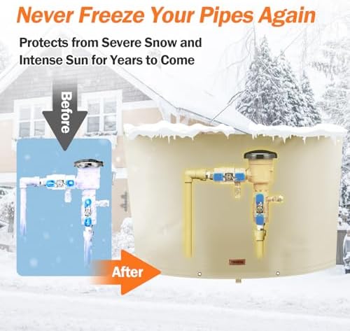 TOHONFOO Backflow Preventer Cover, Pipe Freeze Insulation, 90"Wx60"H, Beige - Image 3