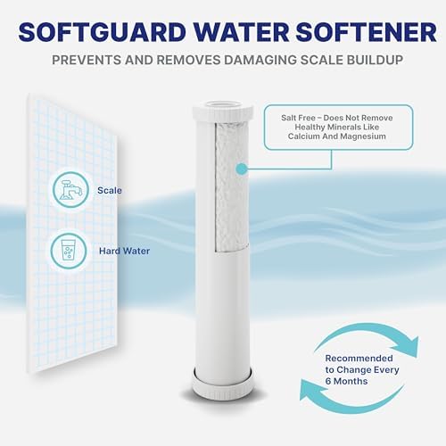 NU Aqua 4 Stage Replacement Salt Free Water Softener Whole House Water Filter System Filters - 20” x 4.5” - Sediment, Heavy Metal KDF GAC, SoftGuard, Carbon Block - Image 4