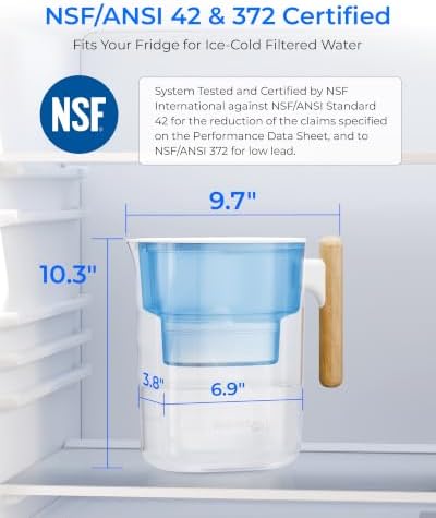 Waterdrop PT-04B Water Filter Pitcher, 10-Cup Capacity, NSF Certified, Blue - Image 2