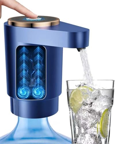 Water Jug Pump for 5 Gallon Bottle – Portable Electric USB-C Charging Dispenser, Dual Powerful Motors, Fast Flow, Fits 2-5 Gallon Jugs – Ideal for Home, Office, Camping, RV, Blue by Unknown