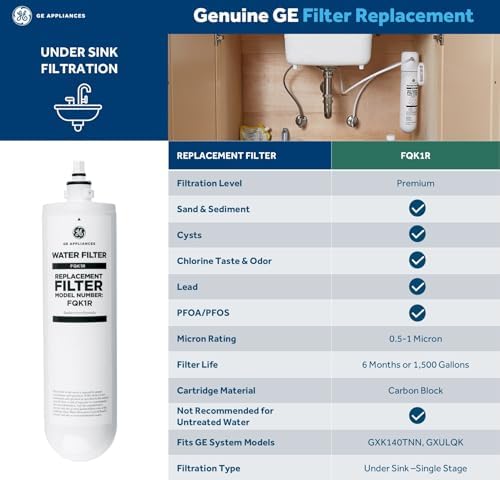 GE Single Stage Under Sink Water Filtration System, Reduces 95+ Impurities Including Lead, Chlorine, Arsenic, & PFOA/PFOS, Easy Installation with Included Kit, Twist & Lock Design, GXK140TNN - Image 5